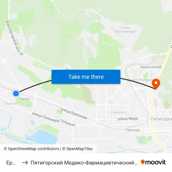 Ермолова to Пятигорский Медико-Фармацевтический Институт, Филиал Фгбоу Во ""Волггму"" map