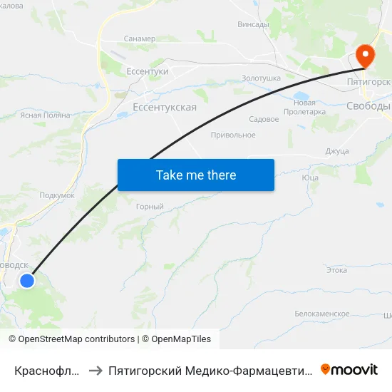 Краснофлотский Переулок to Пятигорский Медико-Фармацевтический Институт, Филиал Фгбоу Во ""Волггму"" map