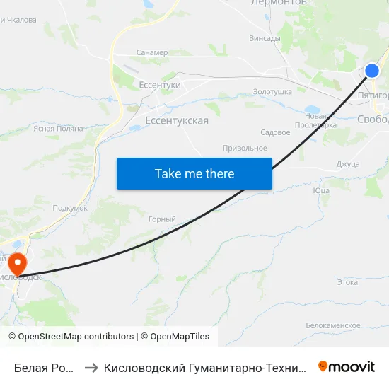 Белая Ромашка to Кисловодский Гуманитарно-Технический Институт map