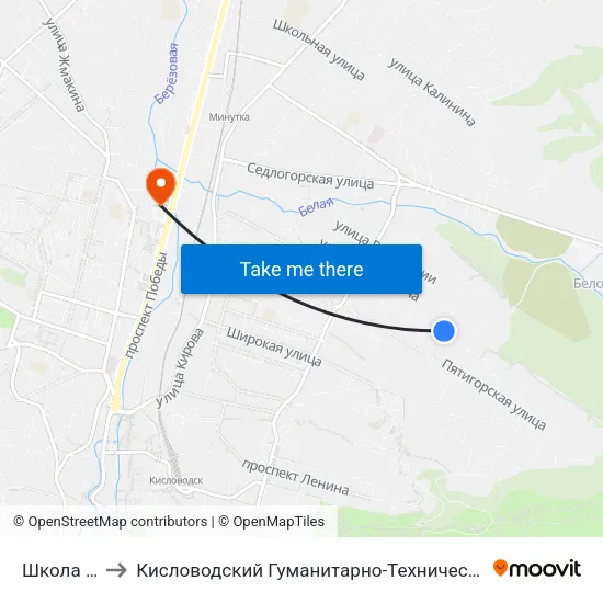 Школа № 7 to Кисловодский Гуманитарно-Технический Институт map