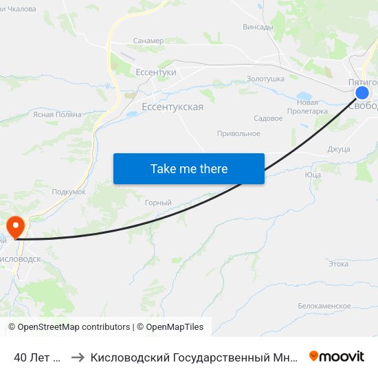 40 Лет Октября to Кисловодский Государственный Многопрофильный Техникум map