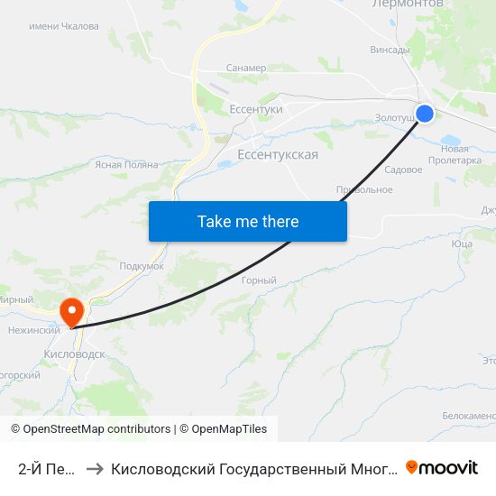2-Й Переулок to Кисловодский Государственный Многопрофильный Техникум map
