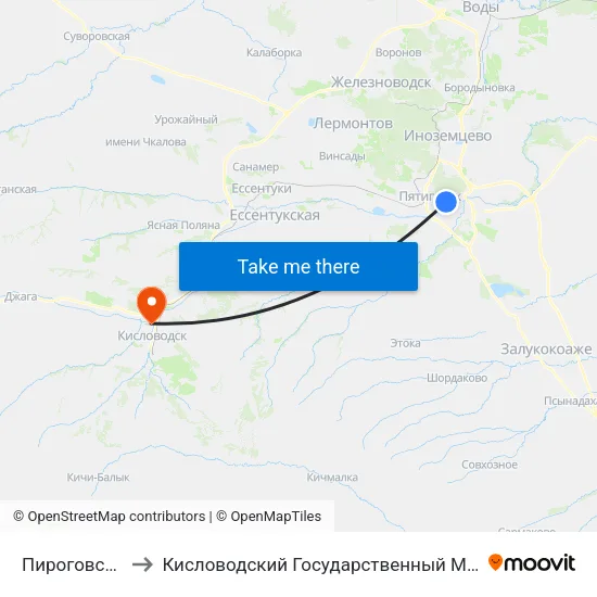 Пироговские Ванны to Кисловодский Государственный Многопрофильный Техникум map
