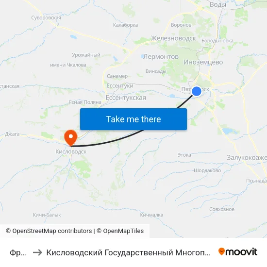 Фрунзе to Кисловодский Государственный Многопрофильный Техникум map