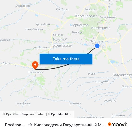 Посёлок Свободы to Кисловодский Государственный Многопрофильный Техникум map