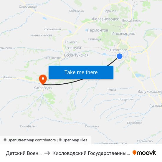 Детский Военный Санаторий to Кисловодский Государственный Многопрофильный Техникум map