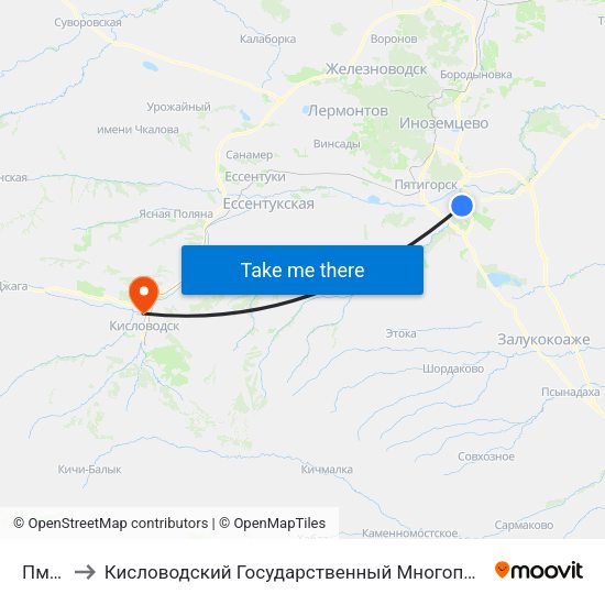 Пмк 22 to Кисловодский Государственный Многопрофильный Техникум map