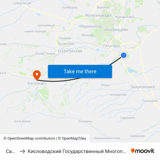 Сады 1 to Кисловодский Государственный Многопрофильный Техникум map