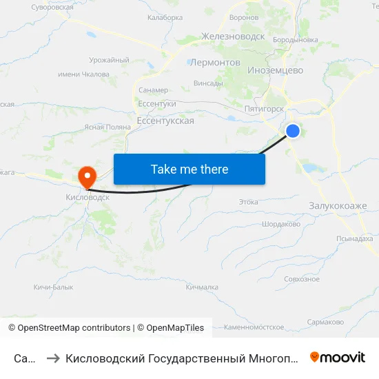 Сады 1 to Кисловодский Государственный Многопрофильный Техникум map