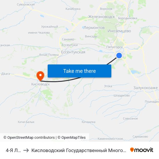 4-Я Линия to Кисловодский Государственный Многопрофильный Техникум map