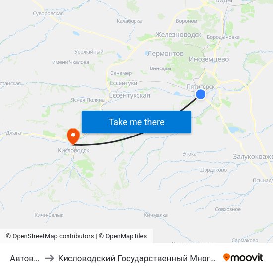 Автовокзал to Кисловодский Государственный Многопрофильный Техникум map