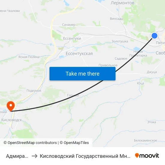 Адмиральского to Кисловодский Государственный Многопрофильный Техникум map