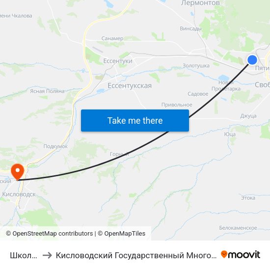 Школа № 5 to Кисловодский Государственный Многопрофильный Техникум map