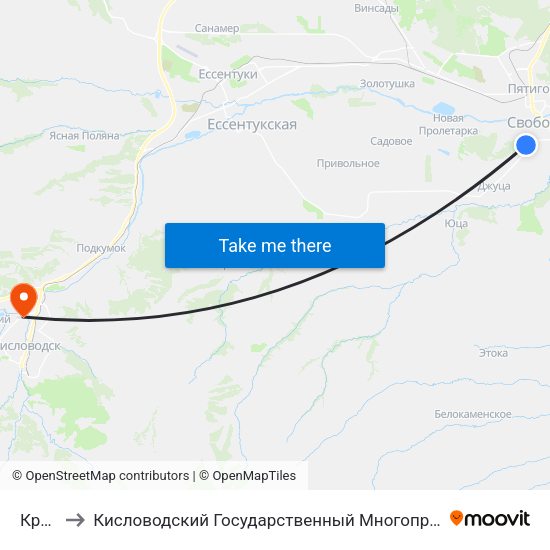 Крутая to Кисловодский Государственный Многопрофильный Техникум map