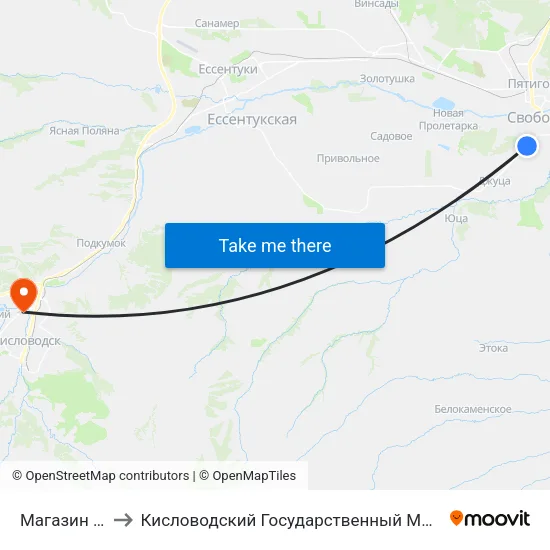 Магазин Минутка to Кисловодский Государственный Многопрофильный Техникум map