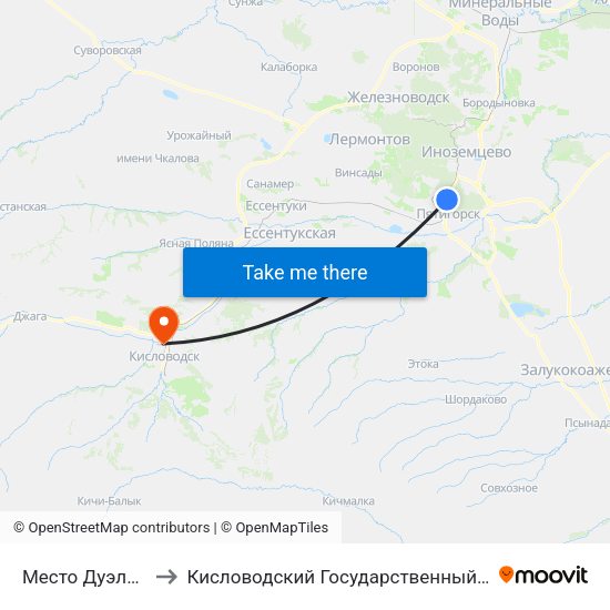 Место Дуэли Лермонтова to Кисловодский Государственный Многопрофильный Техникум map