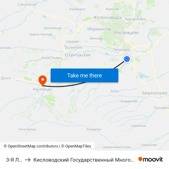 3-Я Линия to Кисловодский Государственный Многопрофильный Техникум map
