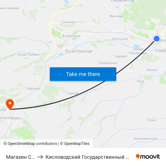 Магазин Солнечный to Кисловодский Государственный Многопрофильный Техникум map