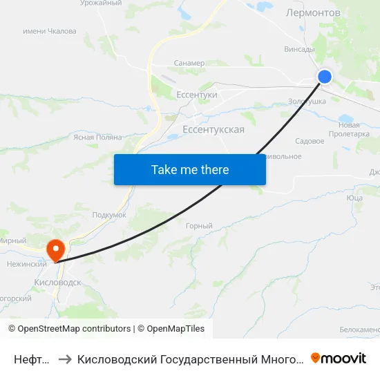 Нефтебаза to Кисловодский Государственный Многопрофильный Техникум map