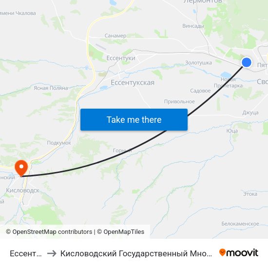 Ессентукская to Кисловодский Государственный Многопрофильный Техникум map