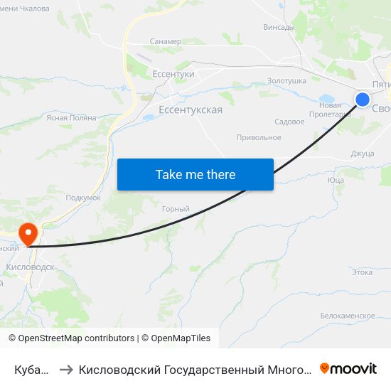 Кубанская to Кисловодский Государственный Многопрофильный Техникум map