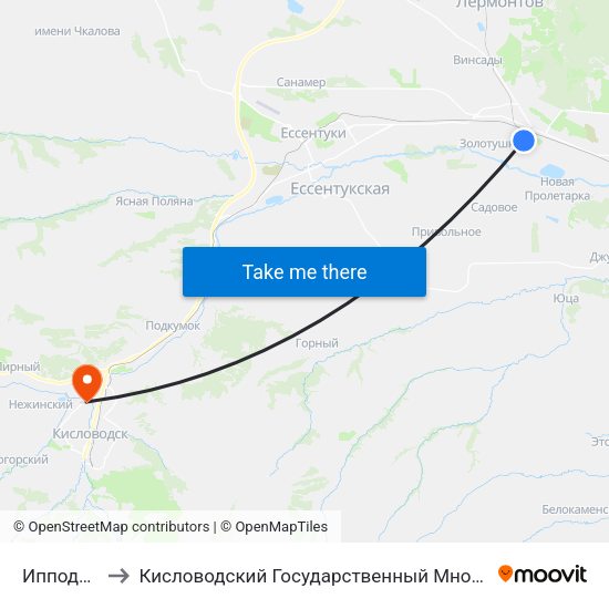 Ипподромная to Кисловодский Государственный Многопрофильный Техникум map
