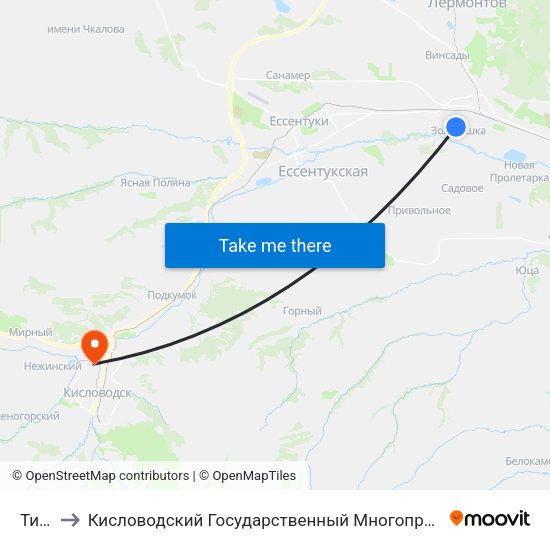 Тихая to Кисловодский Государственный Многопрофильный Техникум map