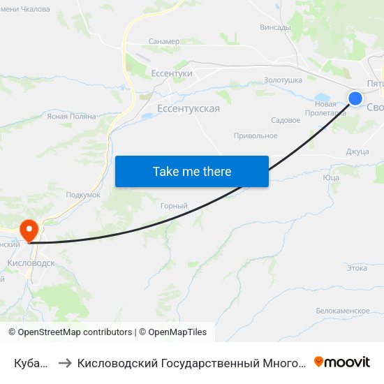 Кубанская to Кисловодский Государственный Многопрофильный Техникум map