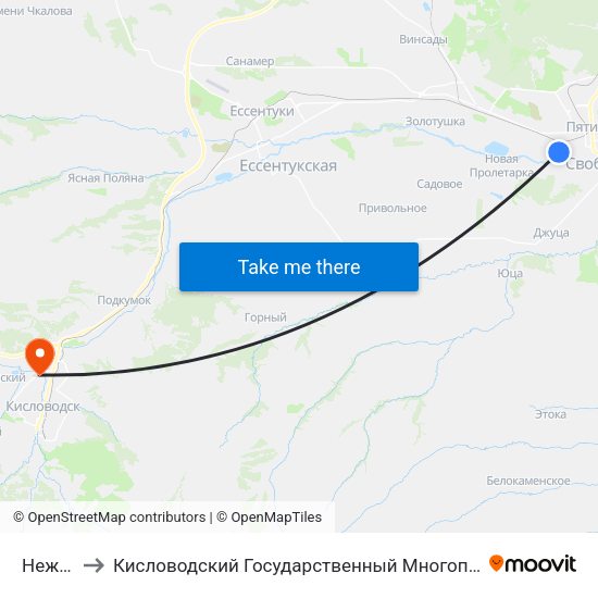 Нежнова to Кисловодский Государственный Многопрофильный Техникум map