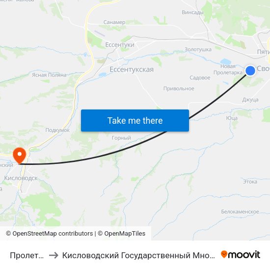 Пролетарская to Кисловодский Государственный Многопрофильный Техникум map
