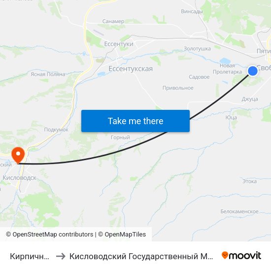 Кирпичный Тупик to Кисловодский Государственный Многопрофильный Техникум map