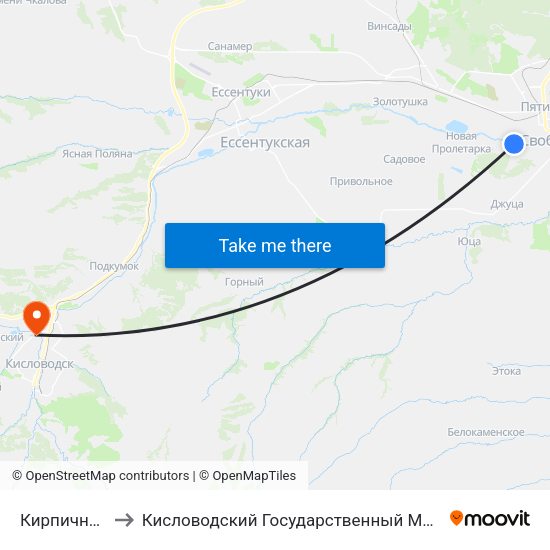 Кирпичный Завод to Кисловодский Государственный Многопрофильный Техникум map