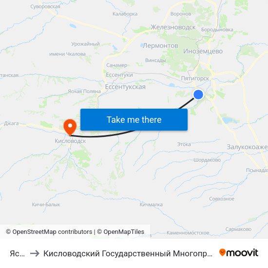 Ясная to Кисловодский Государственный Многопрофильный Техникум map