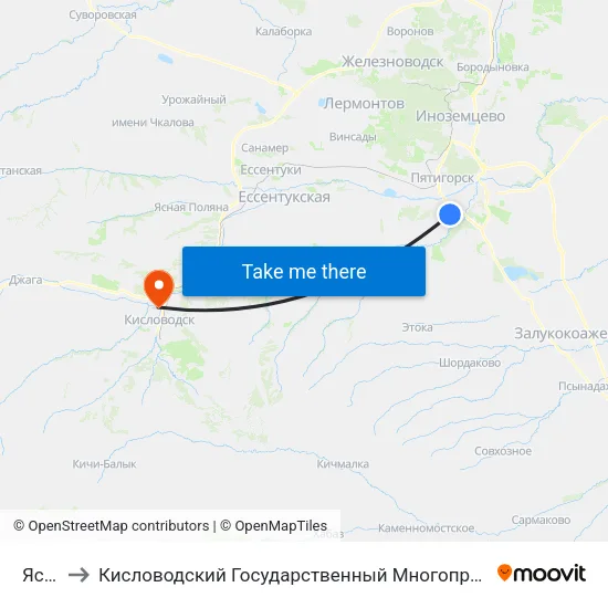 Ясная to Кисловодский Государственный Многопрофильный Техникум map