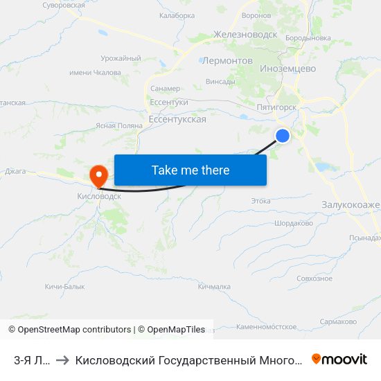 3-Я Линия to Кисловодский Государственный Многопрофильный Техникум map