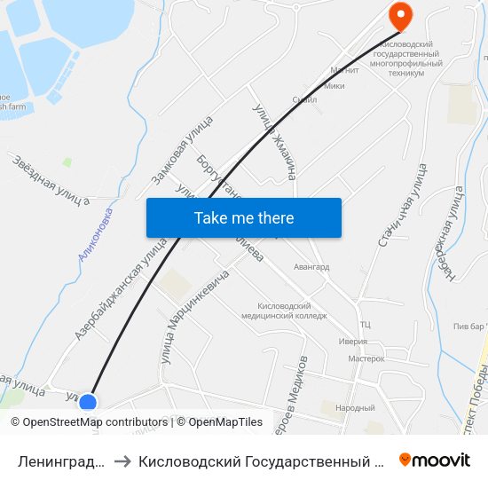 Ленинградская Улица to Кисловодский Государственный Многопрофильный Техникум map