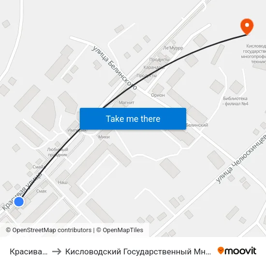 Красивая Улица to Кисловодский Государственный Многопрофильный Техникум map