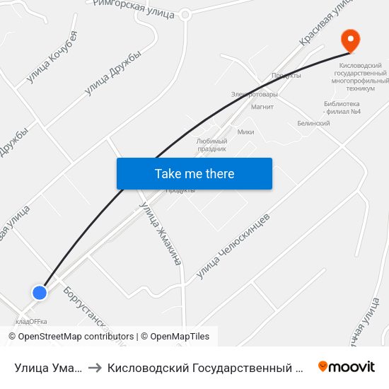 Улица Умара Алиева to Кисловодский Государственный Многопрофильный Техникум map