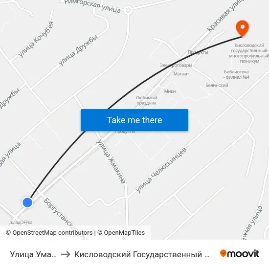 Улица Умара Алиева to Кисловодский Государственный Многопрофильный Техникум map