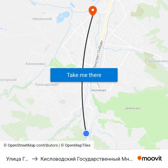 Улица Гагарина to Кисловодский Государственный Многопрофильный Техникум map