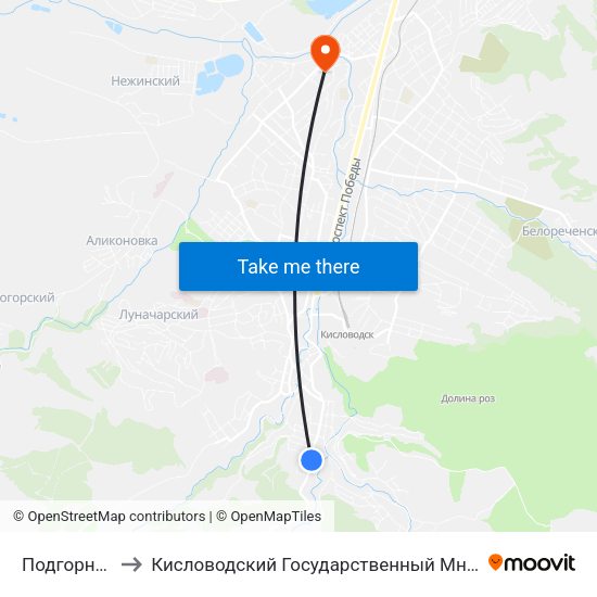 Подгорная Улица to Кисловодский Государственный Многопрофильный Техникум map