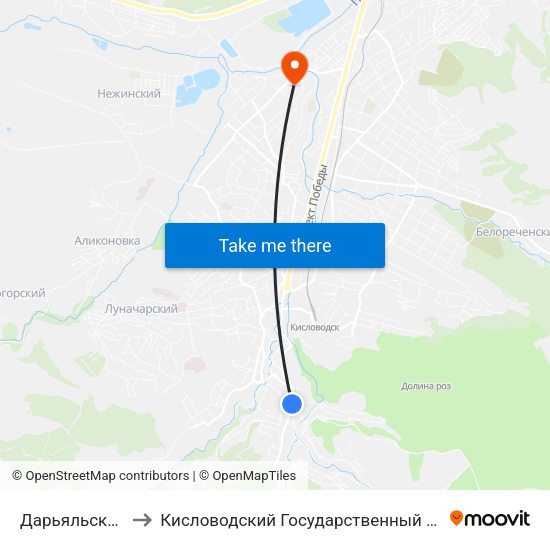 Дарьяльский Переулок to Кисловодский Государственный Многопрофильный Техникум map