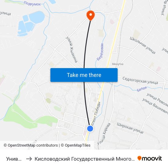 Универсам to Кисловодский Государственный Многопрофильный Техникум map