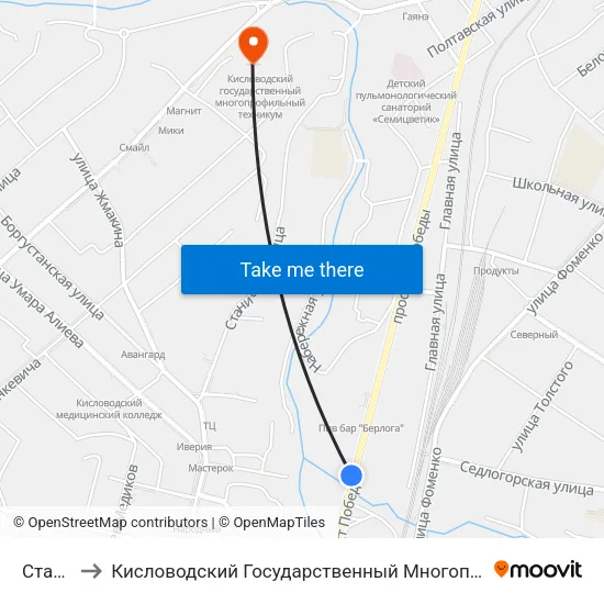 Стадион to Кисловодский Государственный Многопрофильный Техникум map