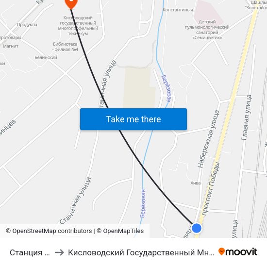 Станция Минутка to Кисловодский Государственный Многопрофильный Техникум map