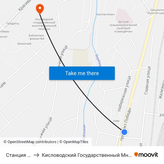 Станция Минутка to Кисловодский Государственный Многопрофильный Техникум map
