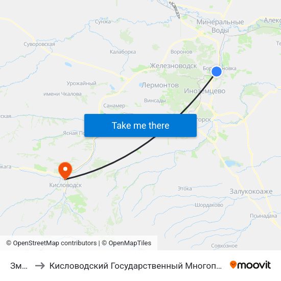 Змейка to Кисловодский Государственный Многопрофильный Техникум map