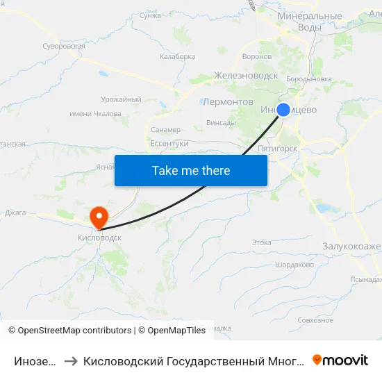 Иноземцево to Кисловодский Государственный Многопрофильный Техникум map