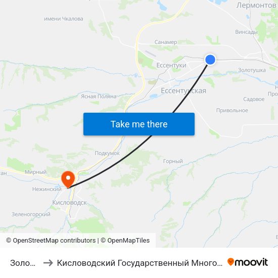 Золотушка to Кисловодский Государственный Многопрофильный Техникум map