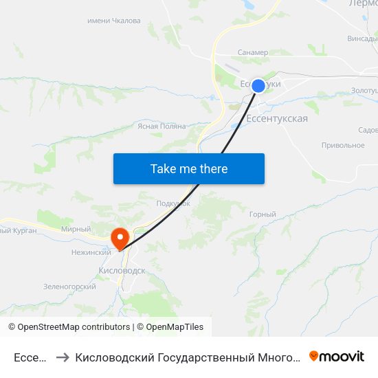Ессентуки to Кисловодский Государственный Многопрофильный Техникум map
